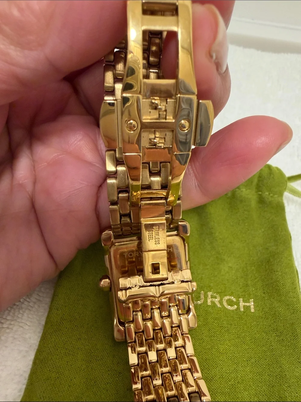 Tory Burch Rose Gold-Tone Rectangular Bracelet Watch